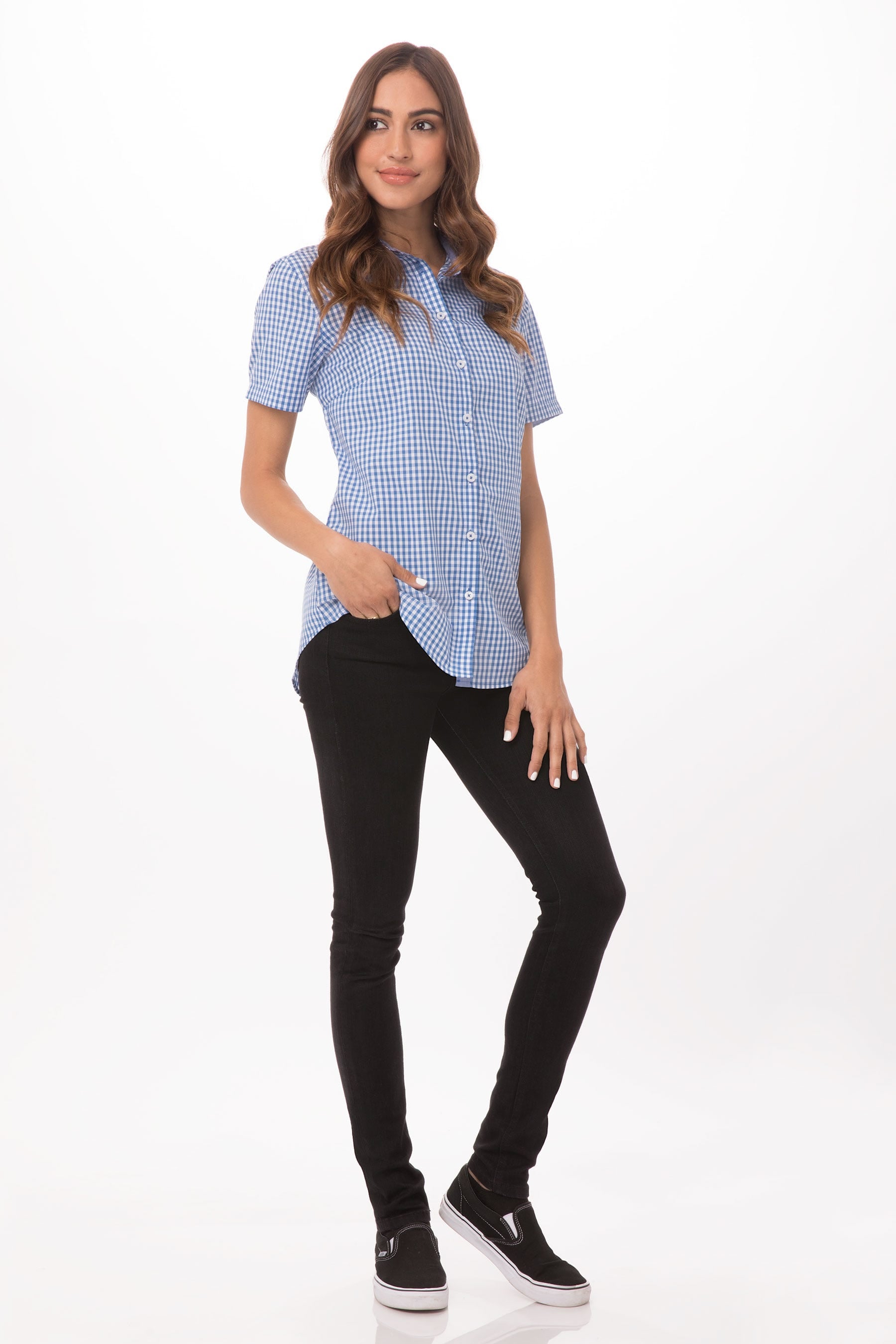 Modern Gingham W Short Sleeves Dress Shirt