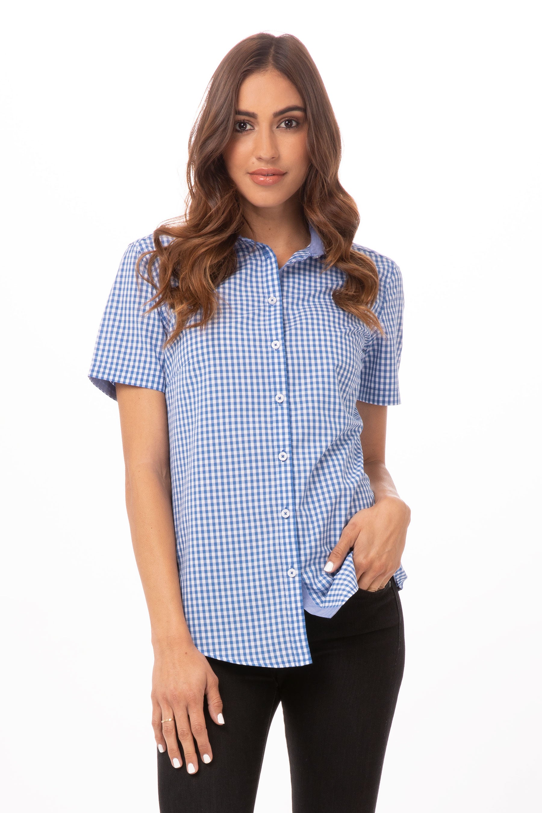 Modern Gingham W Short Sleeves Dress Shirt
