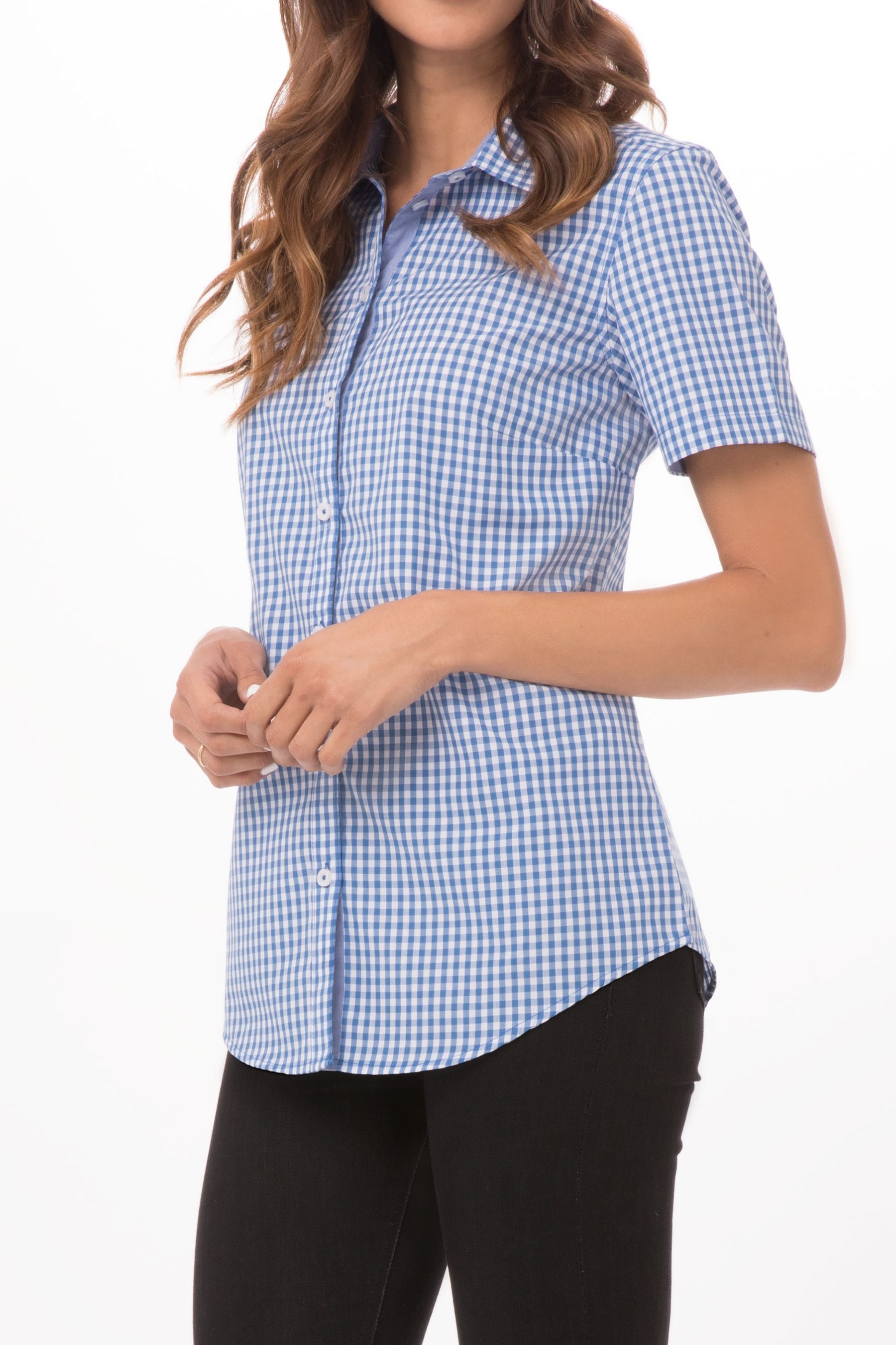Modern Gingham W Short Sleeves Dress Shirt