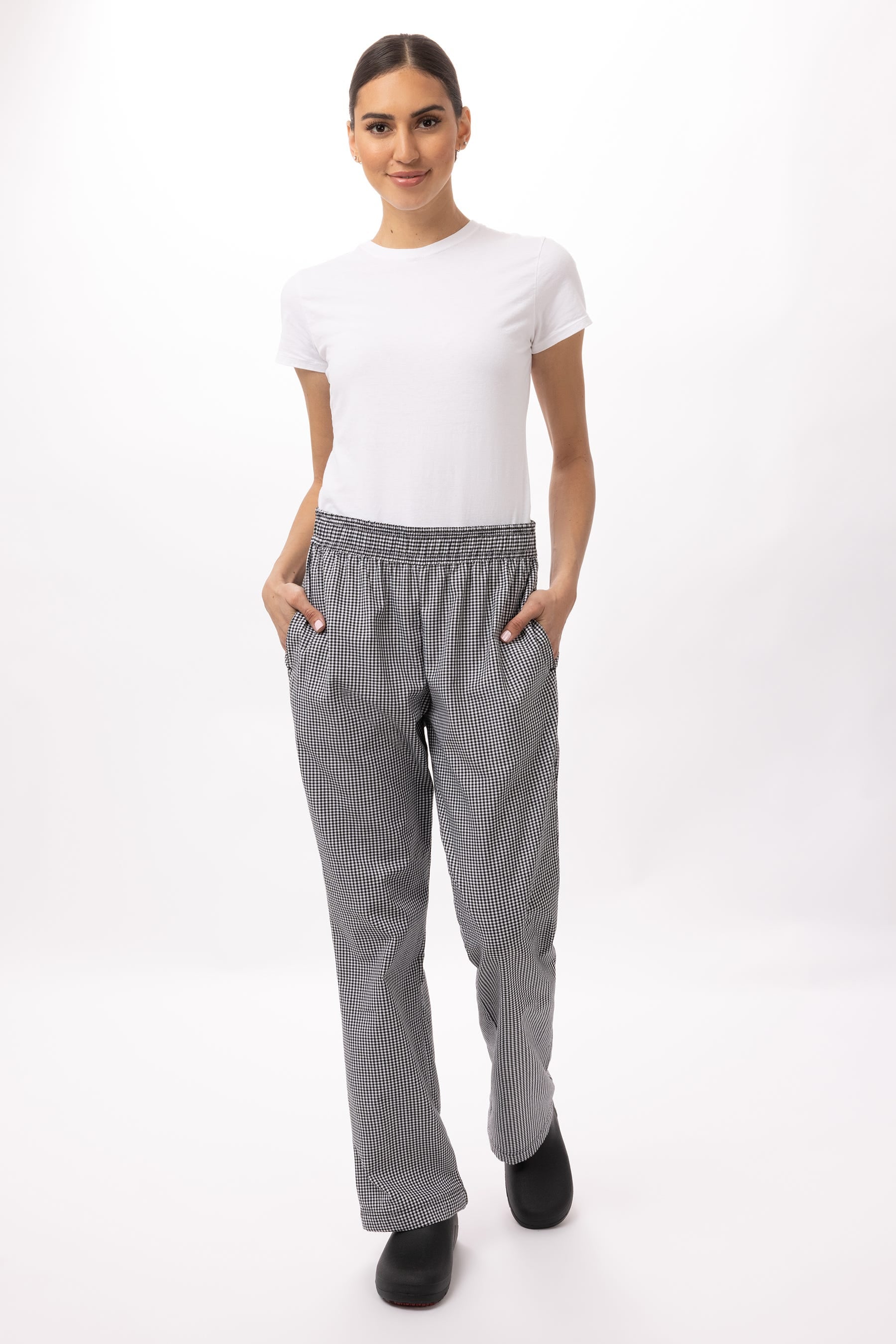 PANT-ESS-WOMENS-BAGGY-RF /BLACK AND WHITE CHECK/SMALL