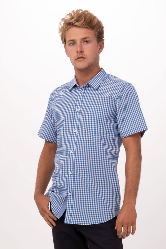 Modern Gingham Short Sleeves Dress Shirt