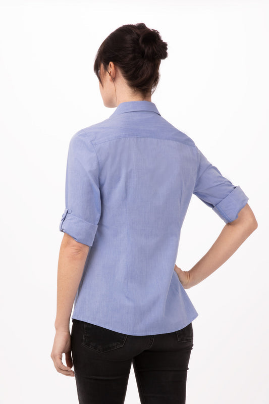 Modern Gingham Female Long Sleeves Dress Shirt