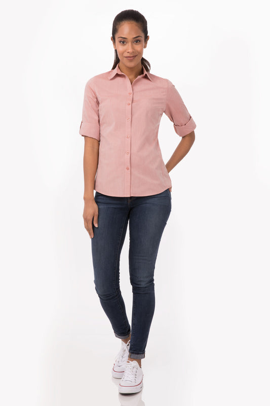 Modern Gingham Female Long Sleeves Dress Shirt