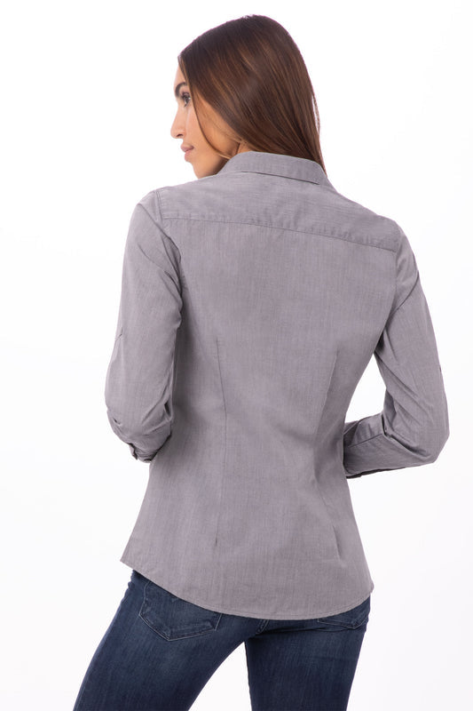 Modern Gingham Female Long Sleeves Dress Shirt