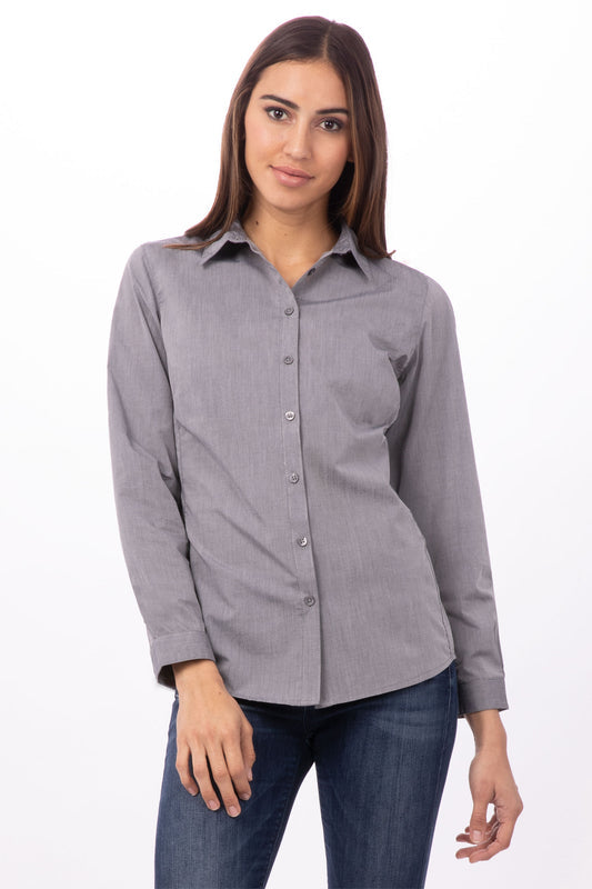 Modern Gingham Female Long Sleeves Dress Shirt