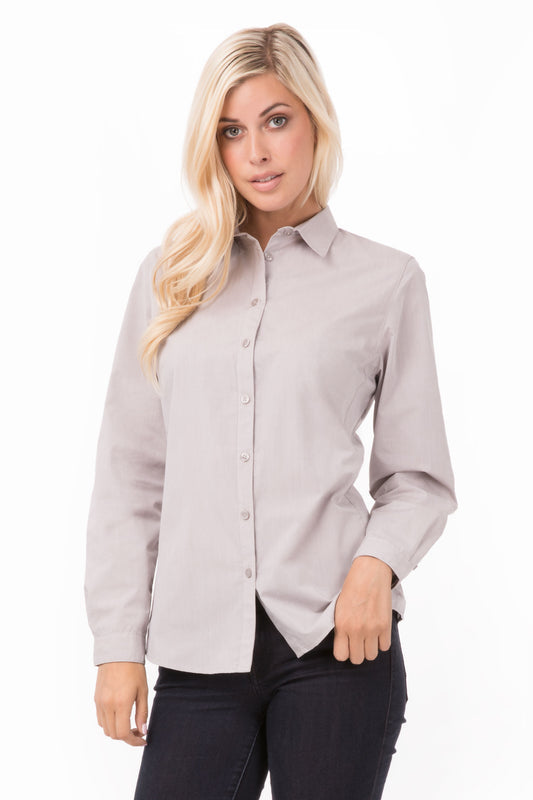 Modern Gingham Female Long Sleeves Dress Shirt