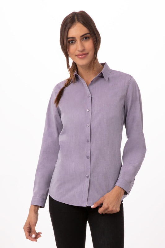 Modern Gingham Female Long Sleeves Dress Shirt