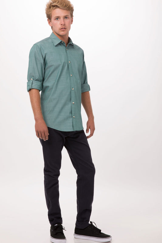 SHIRT-URB-MDN-CHAMBRAY-L/S /GREEN MIST /4XL