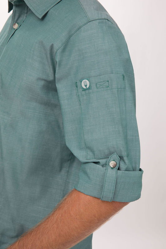 SHIRT-URB-MDN-CHAMBRAY-L/S /GREEN MIST /4XL