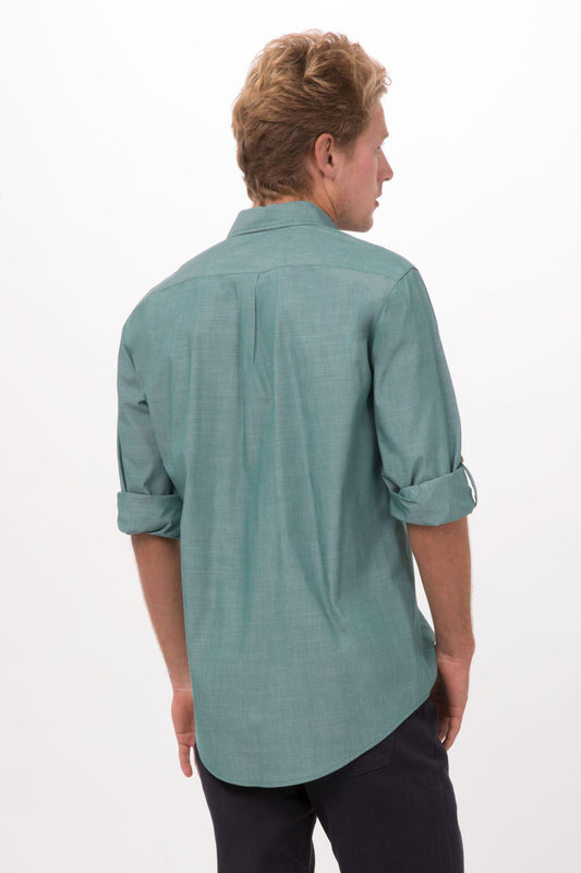 SHIRT-URB-MDN-CHAMBRAY-L/S /GREEN MIST /5XL