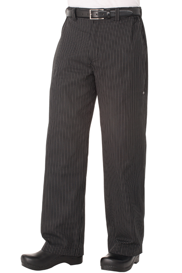 black and gray striped pants